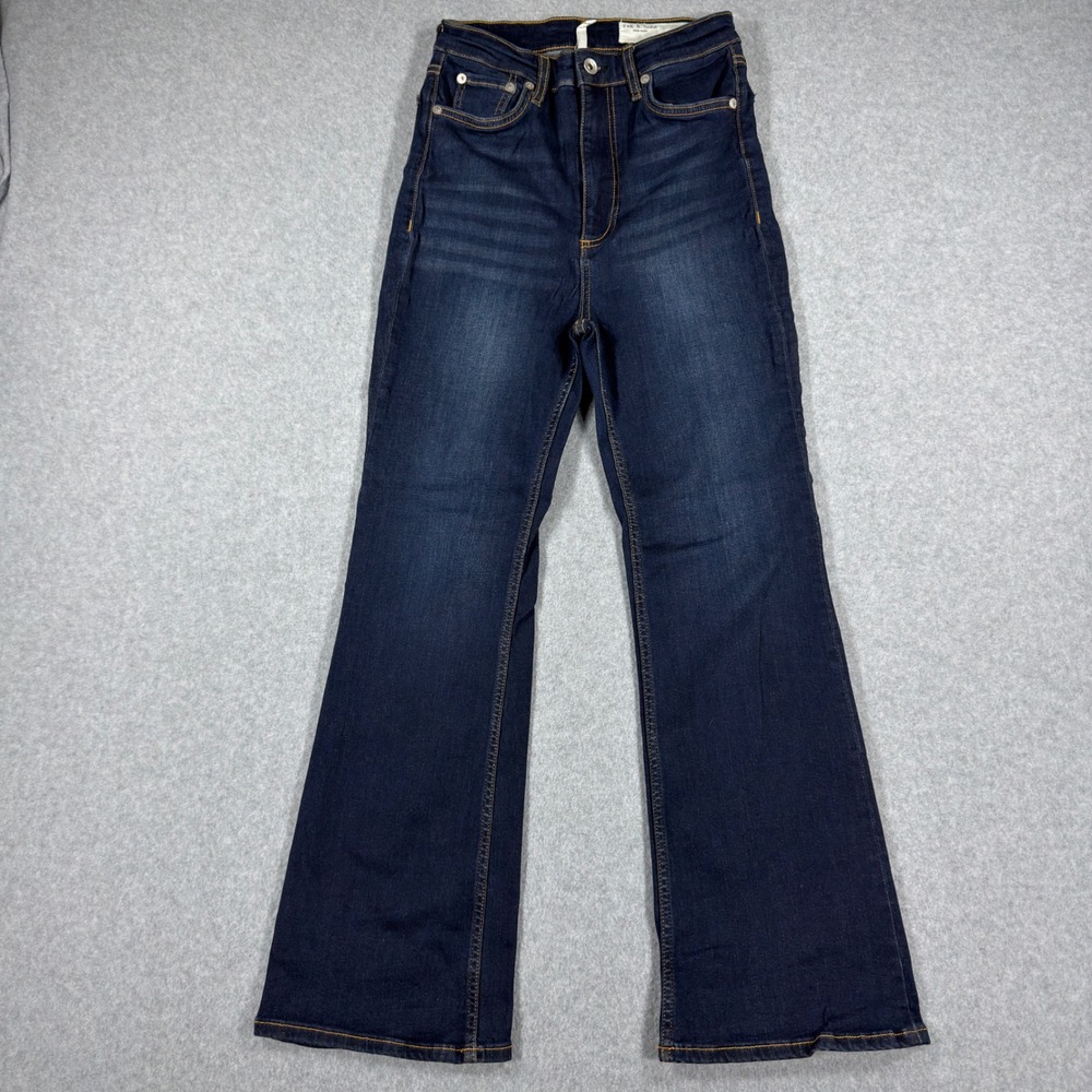Rag & Bone Casey High-Rise Ankle Flare Jeans Womens 27 Dark Blue